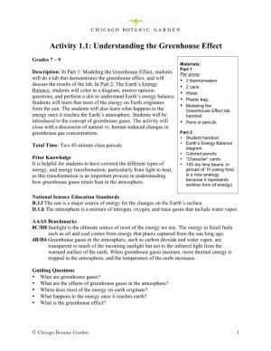 Activity 1.1: Understanding the Greenhouse Effect