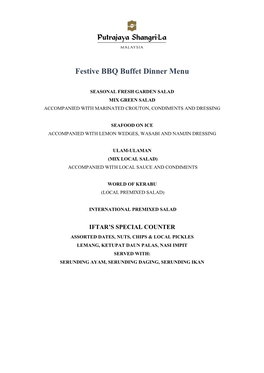 Festive BBQ Buffet Dinner Menu