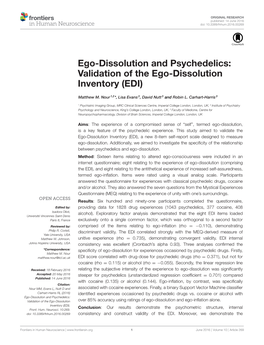 Validation of the Ego-Dissolution Inventory (EDI)