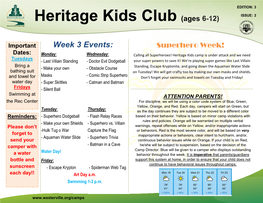 Heritage Kids Club (Ages 6-12) ISSUE: 3