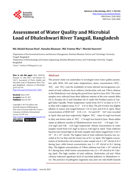 Assessment of Water Quality and Microbial Load of Dhaleshwari River Tangail, Bangladesh