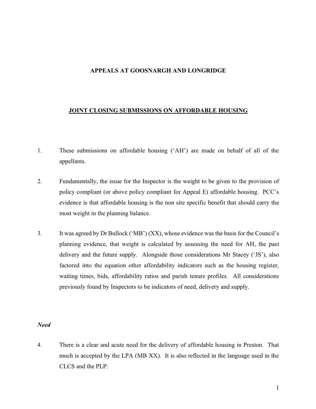 1 Appeals at Goosnargh and Longridge Joint Closing