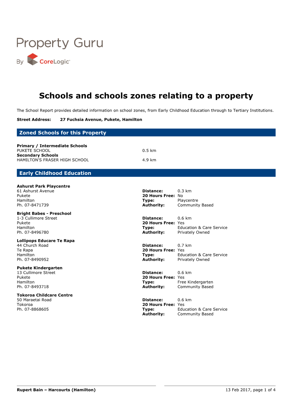 Schools and Schools Zones Relating to a Property