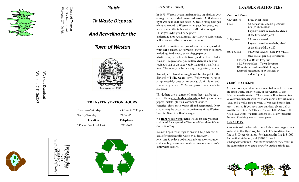 Guide to Waste Disposal and Recycling for the Town of Weston