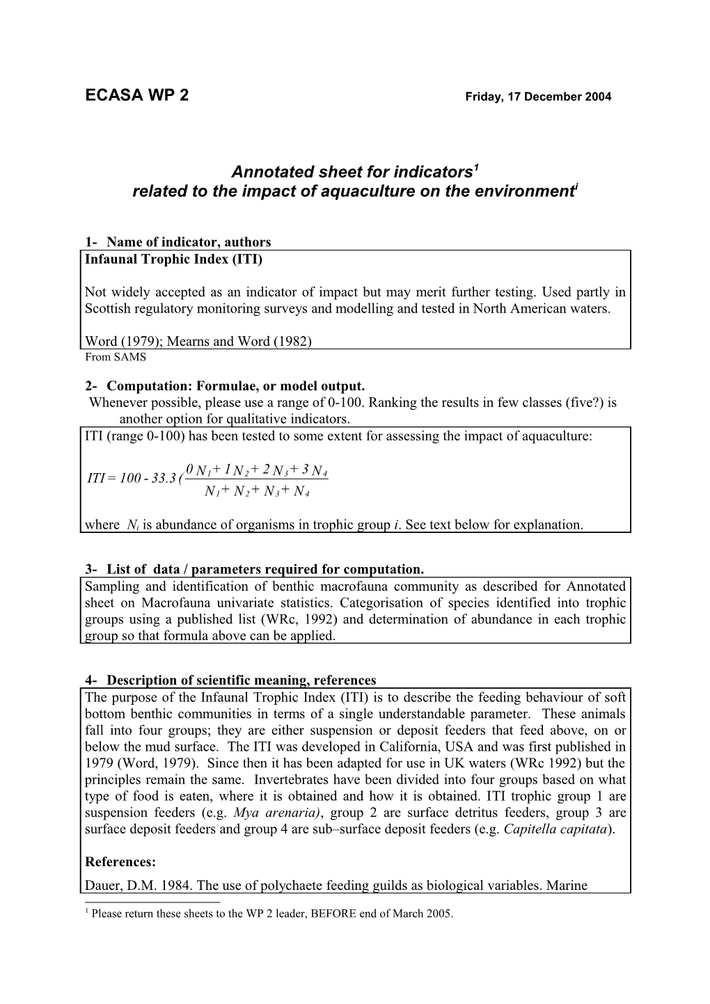 An Annotated Sheet For Every Indicator