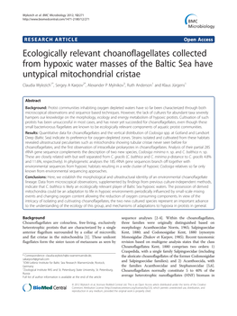 Ecologically Relevant Choanoflagellates Collected From