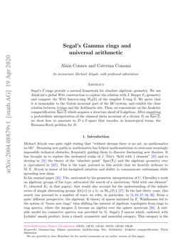 Segal's Gamma Rings and Universal Arithmetic