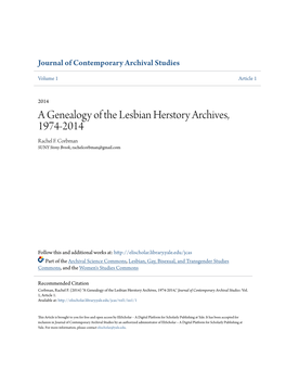 A Genealogy of the Lesbian Herstory Archives, 1974-2014 Rachel F