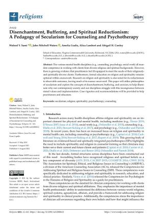 A Pedagogy of Secularism for Counseling and Psychotherapy