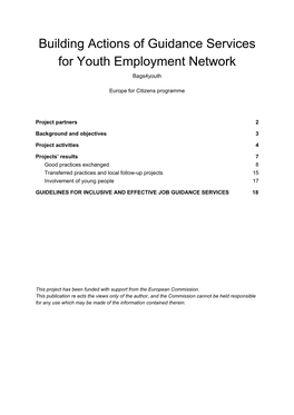 Building Actions of Guidance Services for Youth Employment Network Bags4youth