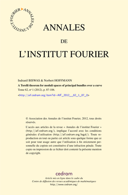 A Torelli Theorem for Moduli Spaces of Principal Bundles Over a Curve Tome 62, No 1 (2012), P