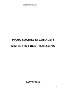 Piano Sociale Di Zona 2014 Distretto Fondi-Terracina