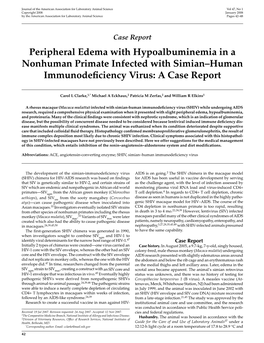 Peripheral Edema with Hypoalbuminemia in a Nonhuman Primate Infected with Simian–Human Immunodeficiency Virus: a Case Report