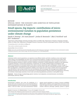 Environmental Variation to Population Persistence Under Climate Change Derek A