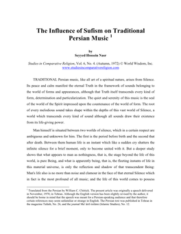 The Influence of Sufism on Traditional Persian Music 1