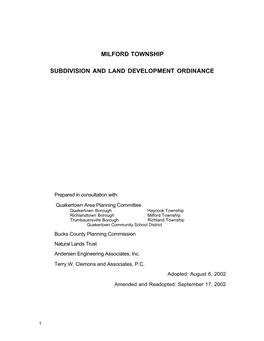 Milford Township Subdivision and Land Development Ordinance.”