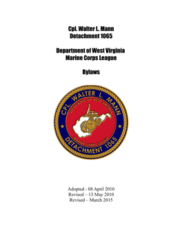 Cpl. Walter L. Mann Detachment 1065 Department of West Virginia