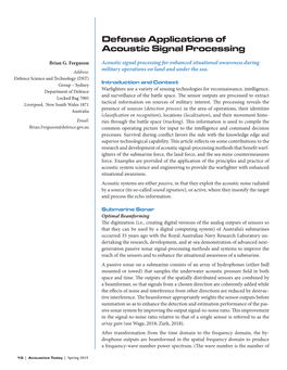 Defense Applications of Acoustic Signal Processing