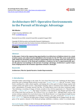 Architecture 007: Operative Environments in the Pursuit of Strategic Advantage