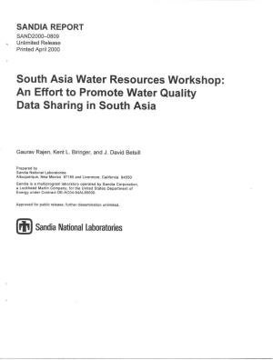 An Effort to Promote Water Quality Data Sharing in South Asia