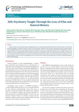 Psychiatry Taught Through the Lens of Film and Natural History