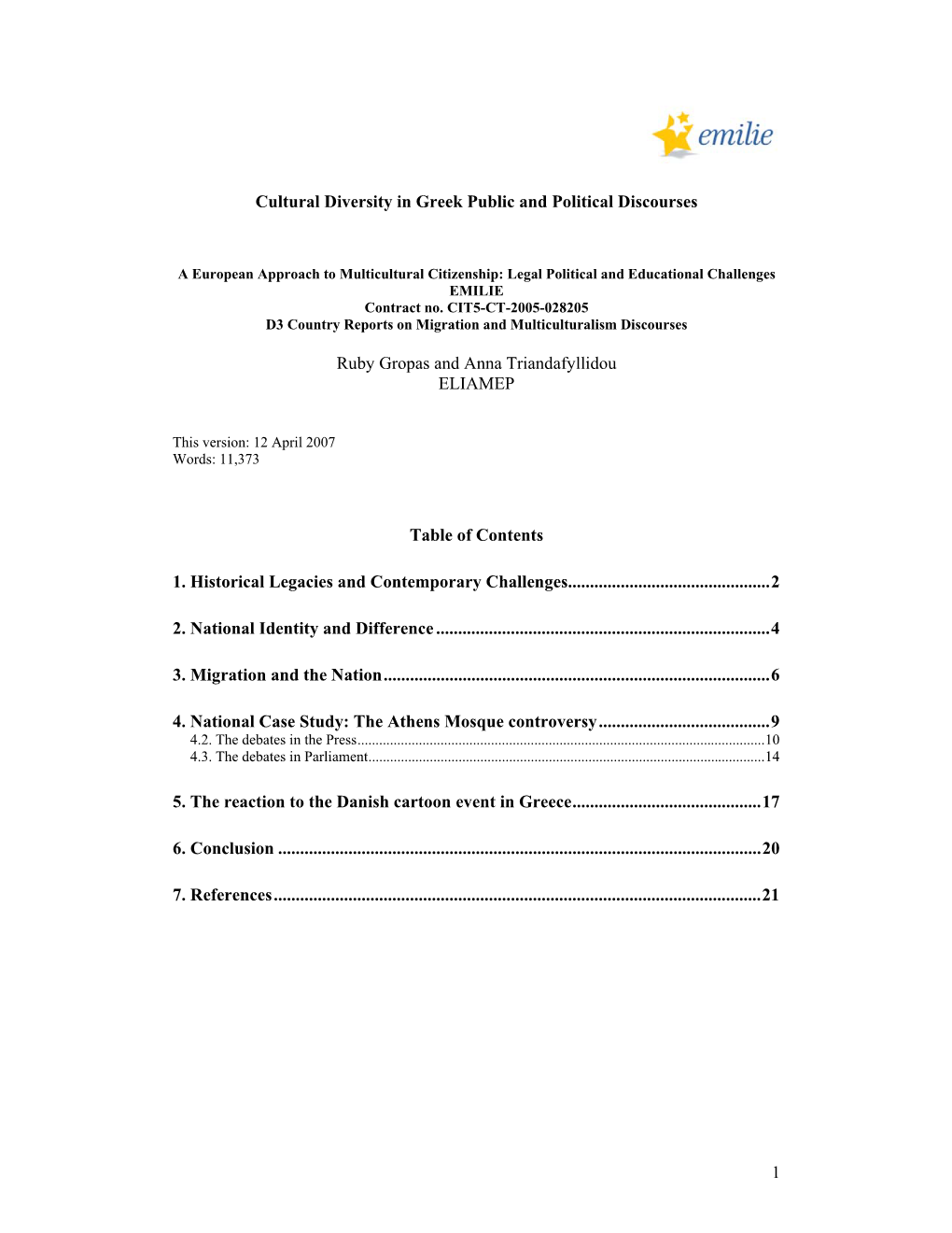 1 Cultural Diversity in Greek Public and Political Discourses Ruby