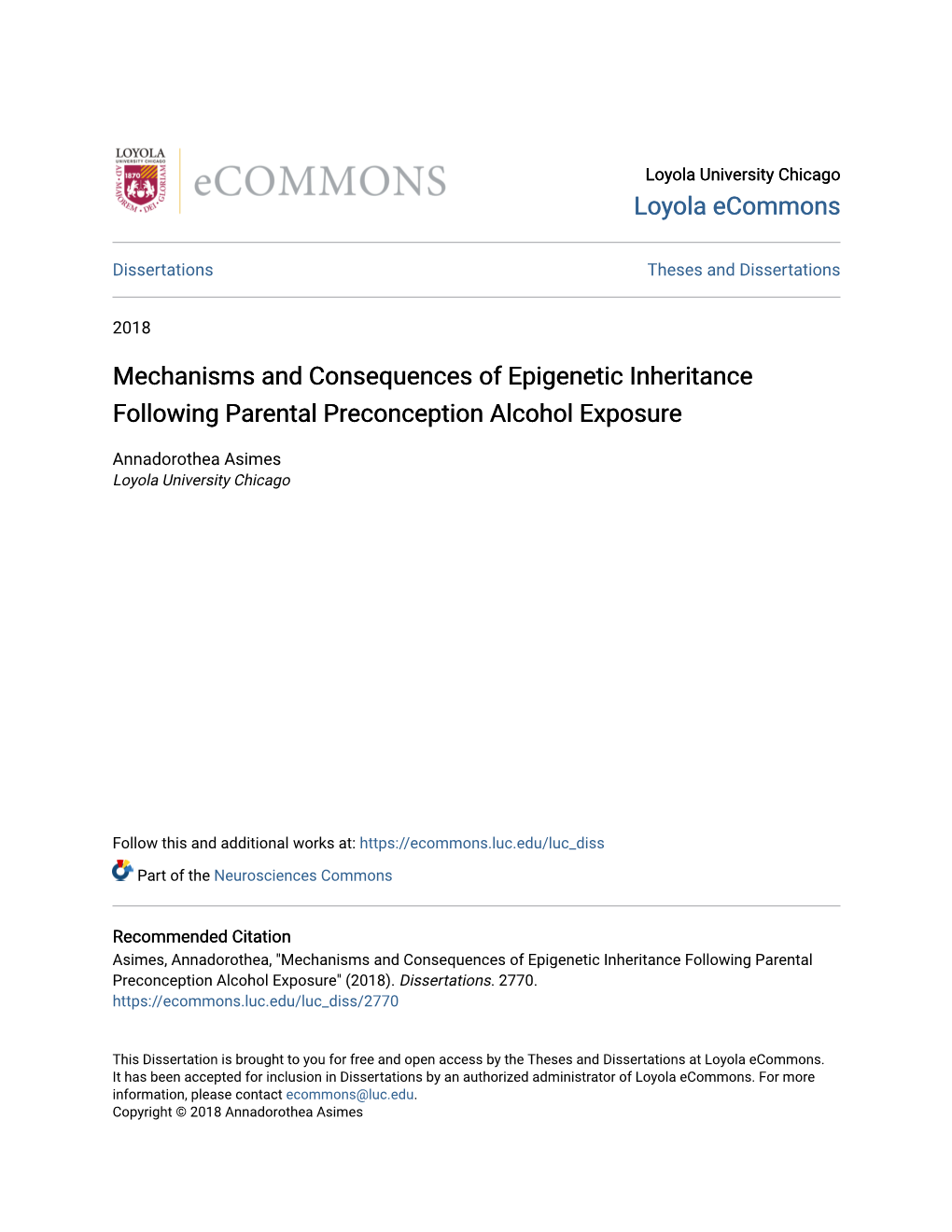 Mechanisms and Consequences of Epigenetic Inheritance Following Parental Preconception Alcohol Exposure