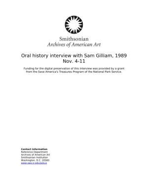 Oral History Interview with Sam Gilliam, 1989 Nov. 4-11