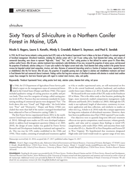 Sixty Years of Silviculture in a Northern Conifer Forest in Maine, USA