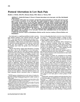 Postural Aberrations in Low Back Pain Heather J