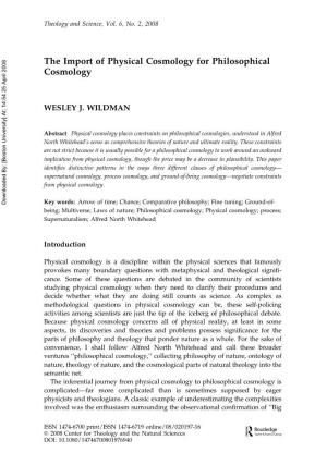 The Import of Physical Cosmology for Philosophical Cosmology