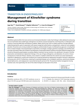 Management of Klinefelter Syndrome During Transition