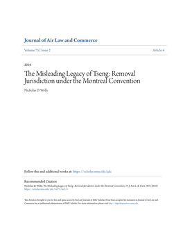 Removal Jurisdiction Under the Montreal Convention Nicholas D