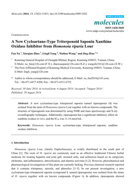 A New Cycloartane-Type Triterpenoid Saponin Xanthine Oxidase Inhibitor from Homonoia Riparia Lour