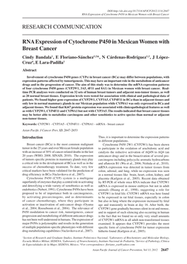 RNA Expression of Cytochrome P450 in Mexican Women with Breast Cancer