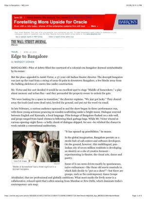 Edge to Bangalore - WSJ.Com 28/06/10 4:11 PM