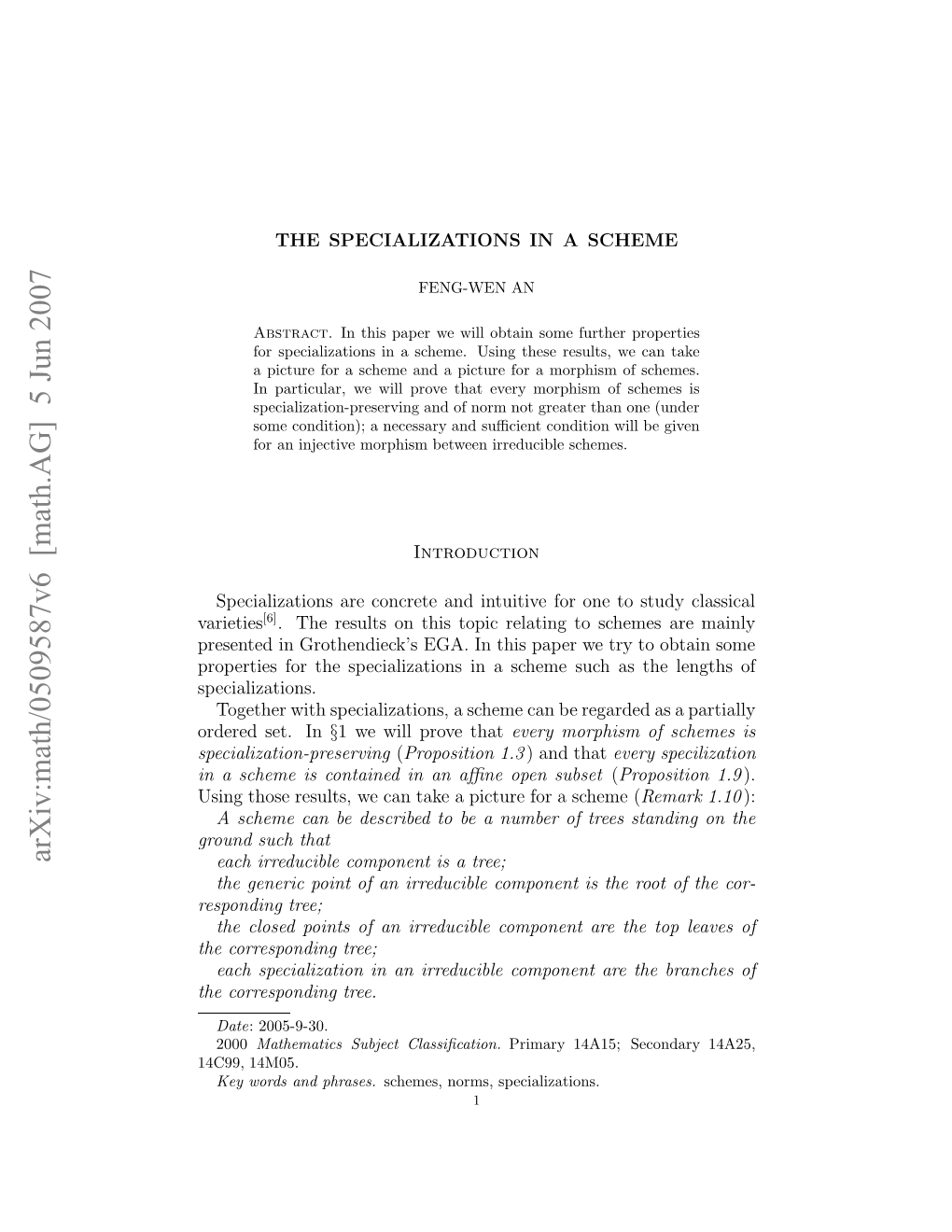 Arxiv:Math/0509587V6