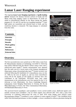 Lunar Laser Ranging Experiment