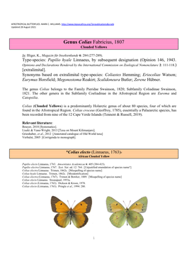 116 Genus Colias Fabricius