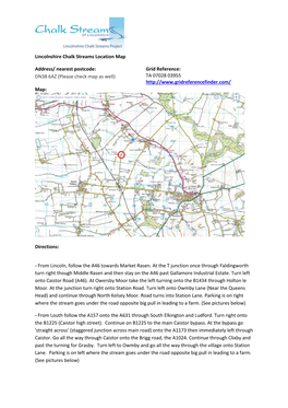 Lincolnshire Chalk Streams Location Map Address