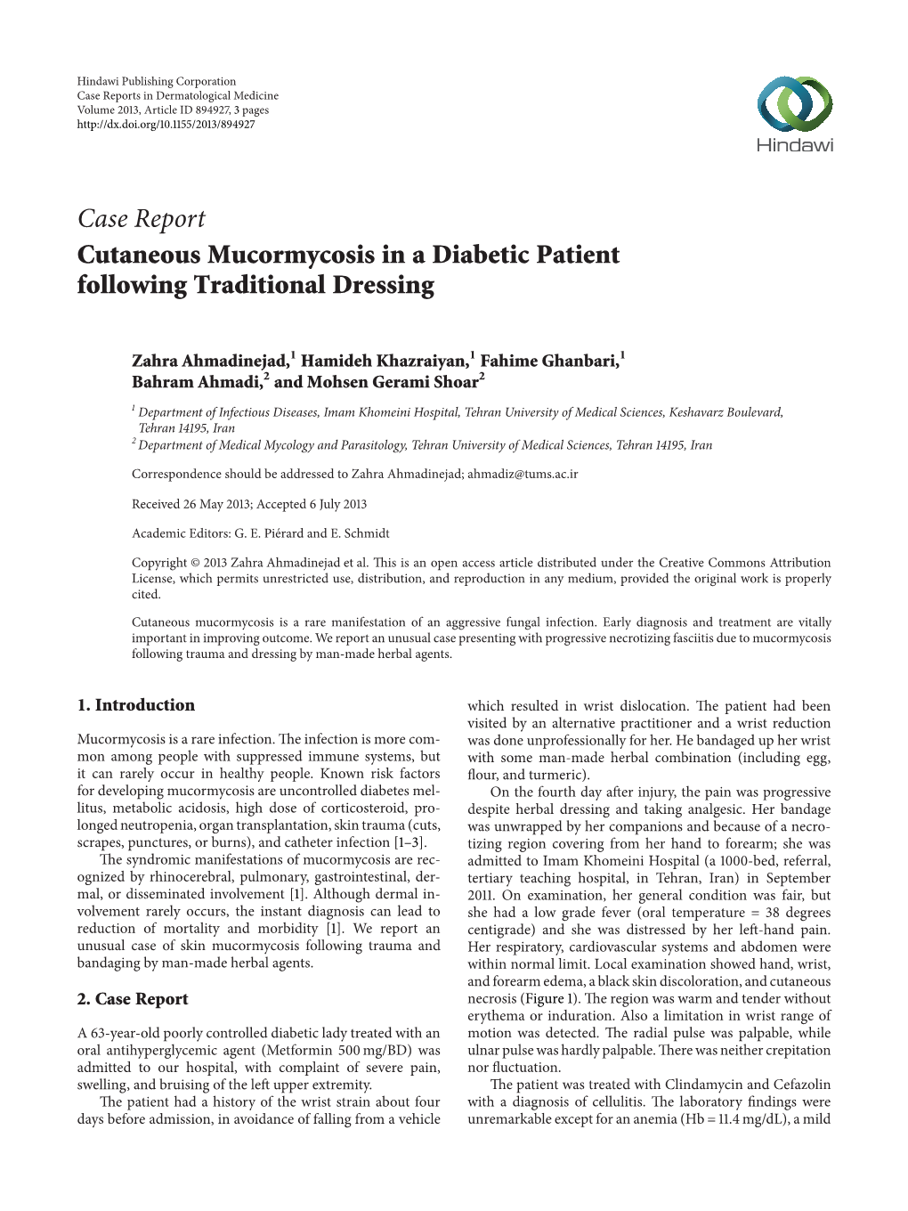 Cutaneous Mucormycosis in a Diabetic Patient Following Traditional Dressing