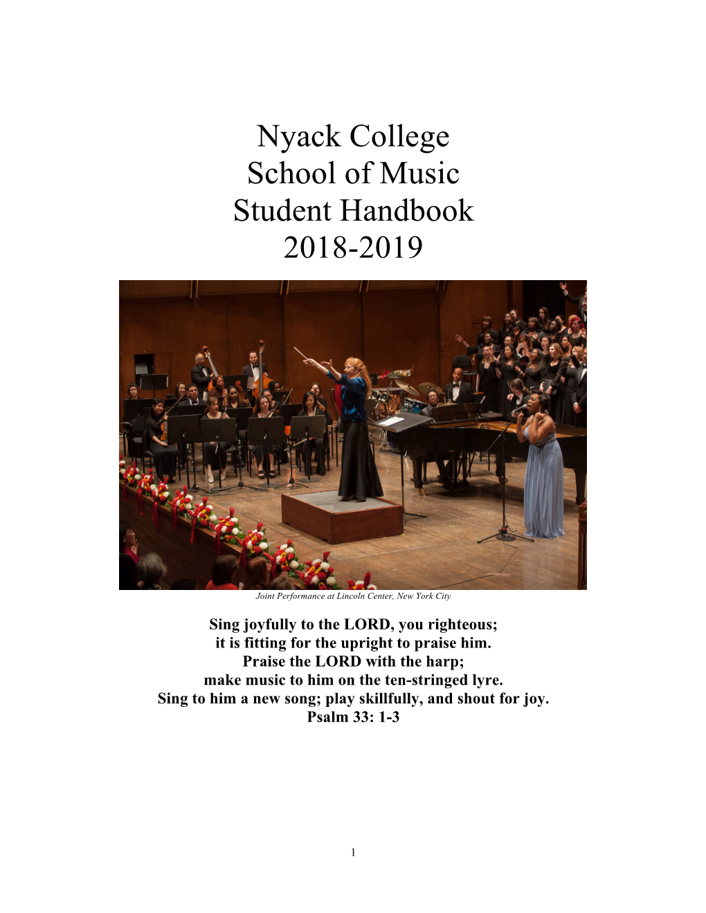 Nyack College School of Music Student Handbook 2018-2019