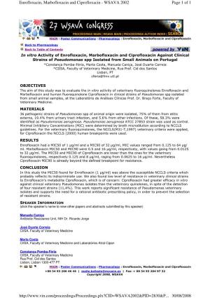 Page 1 of 1 Enrofloxacin, Marbofloxacin and Ciprofloxacin