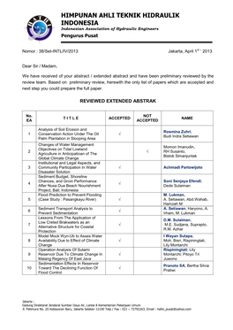 HIMPUNAN AHLI TEKNIK HIDRAULIK INDONESIA Indonesian Association of Hydraulic Engineers