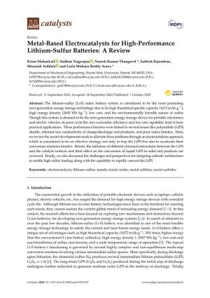 Metal-Based Electrocatalysts for High-Performance Lithium-Sulfur Batteries: a Review