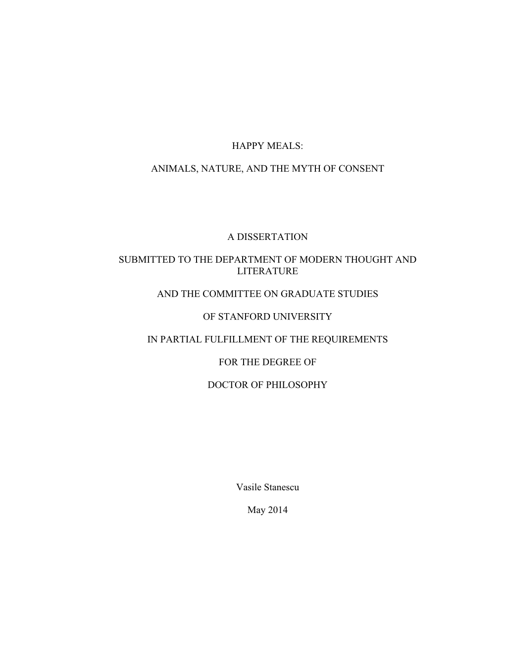 Happy Meals: Animals, Nature, and the Myth of Consent A