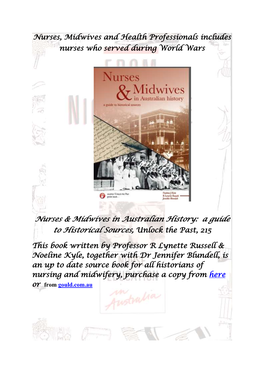 Nurses & Midwives in Australian History: a Guide to Historical Sources, Unlock the Past