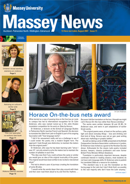 Horace On-The-Bus Nets Award Headed the Department from 1968 Until His Death in 1983
