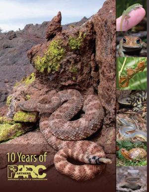 10 YEARS of PARC Credits Cover Photos: Large Background, Speckled Rattlesnake American Alligator (John White), Priya Nanjappa with Spotted (J.D