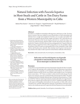 Fasciola Hepatica in Host-Snails and Cattle in Ten Dairy Farms from a Western Municipality in Cuba